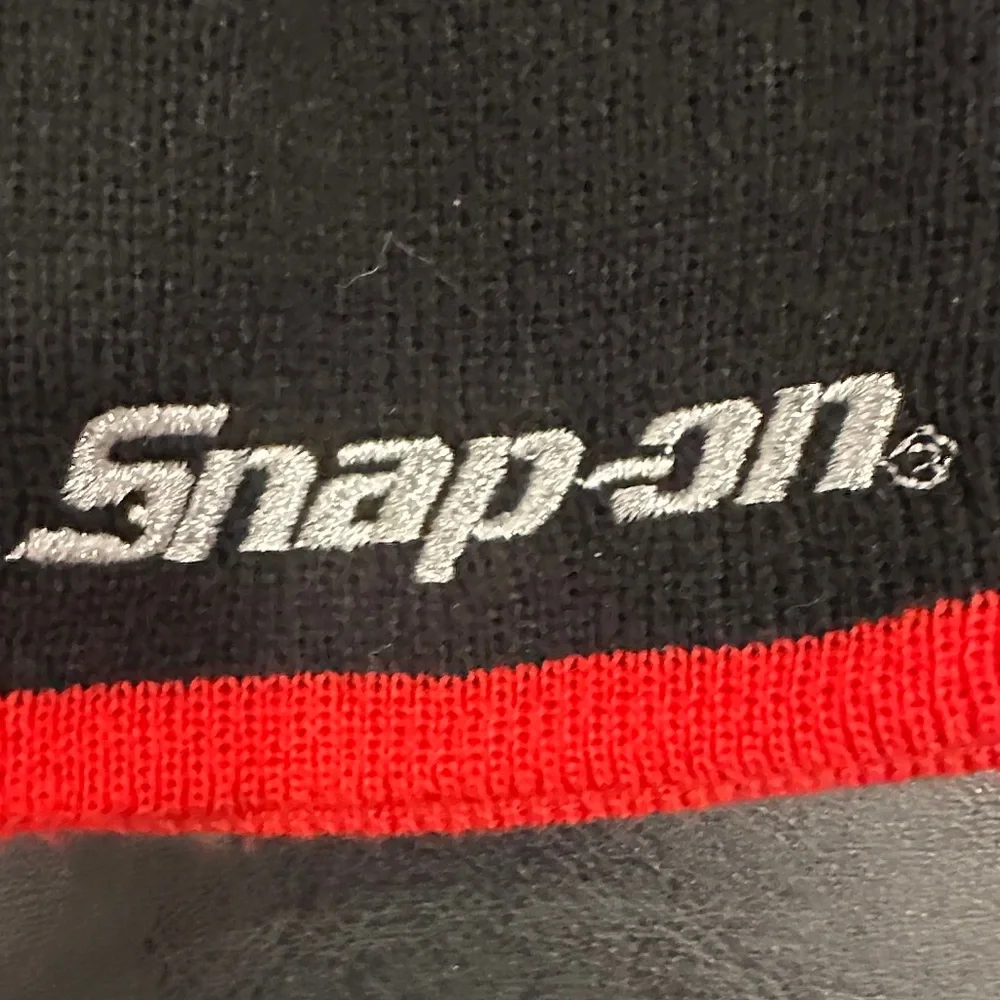 Snap-on Black and Red Beanie Hat